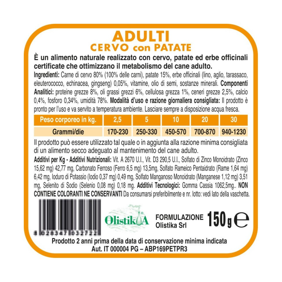 Vet Line - ADULTI CERVO E PATATE