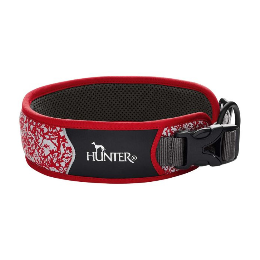Hunter - Collare Divo Reflect - Nylon/Poliestere - rosso/grigio