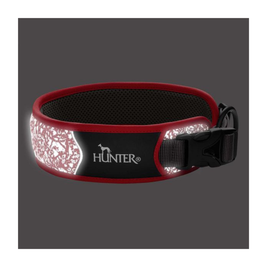 Hunter - Collare Divo Reflect - Nylon/Poliestere - rosso/grigio