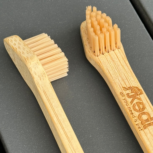 Spazzolino da denti per cani - in bambù con doppie setole